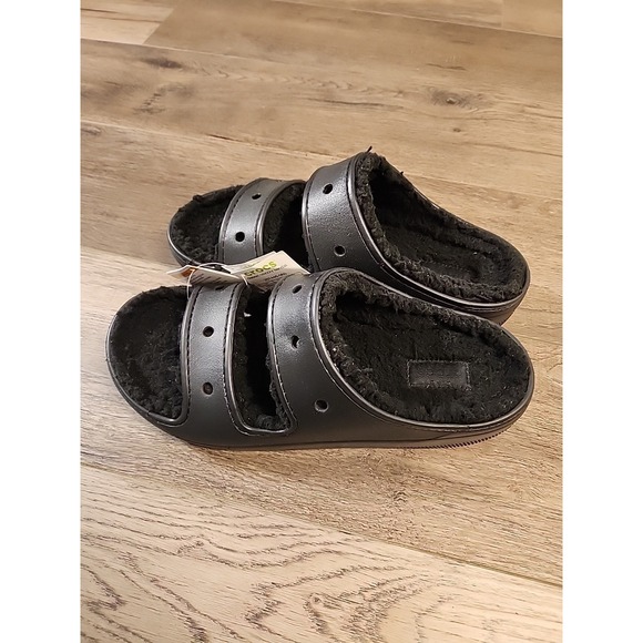 Crocs Classic Cozzzy Womens Size 11 Mens 9 Black Slide Sandals - Picture 3 of 5